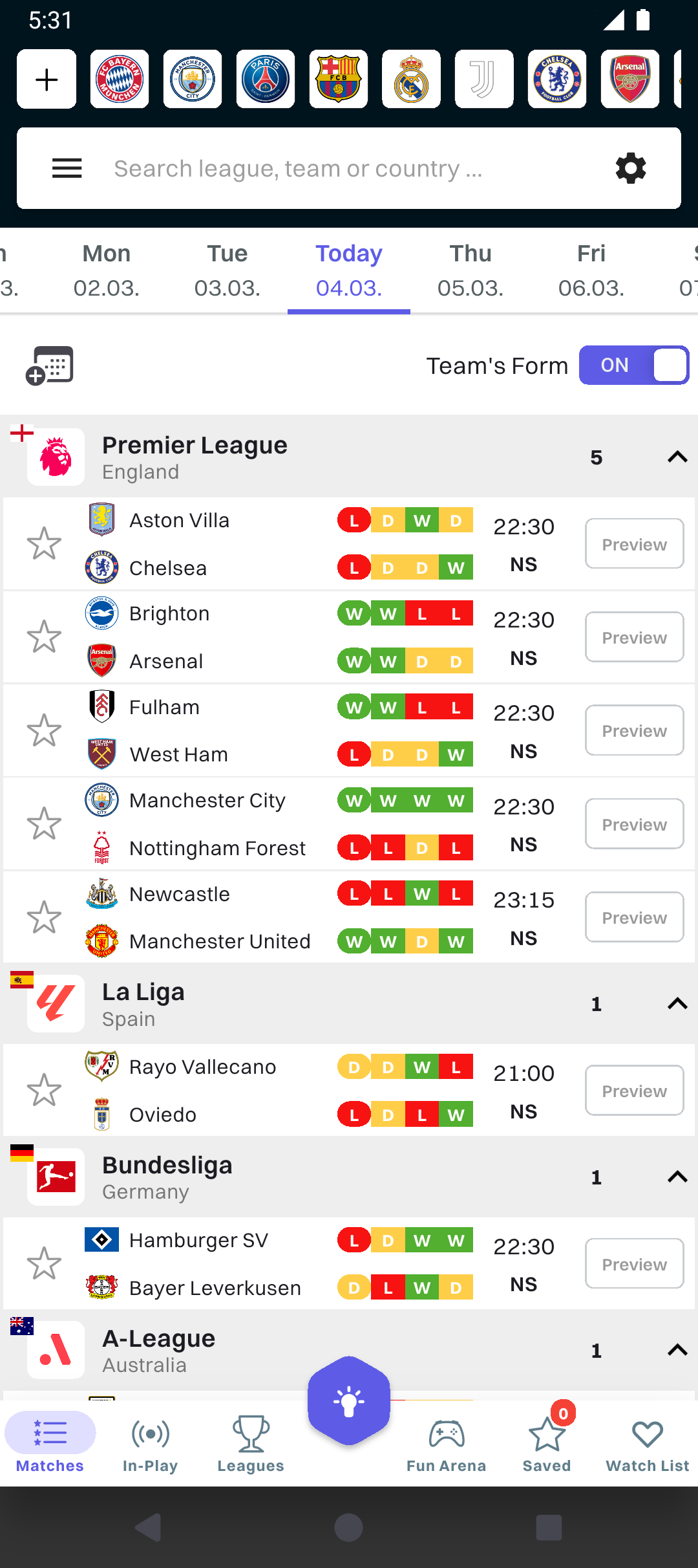 AdvanceScores mobile home screen